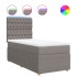 Cama box spring con colchón tela gris taupe 100x200