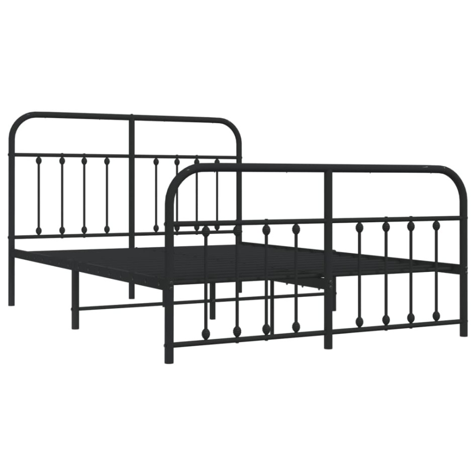 Estructura de cama cabecero y estribo metal negro 135x190