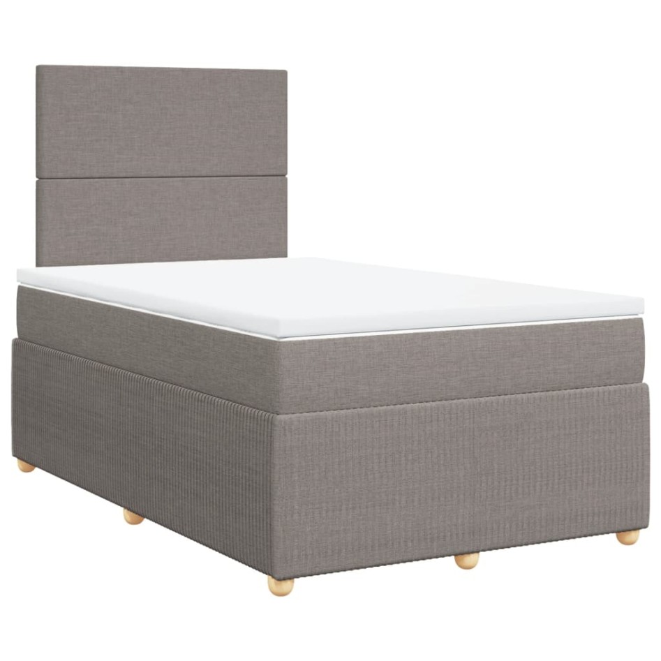 Cama box spring con colchón tela gris taupe 120x190