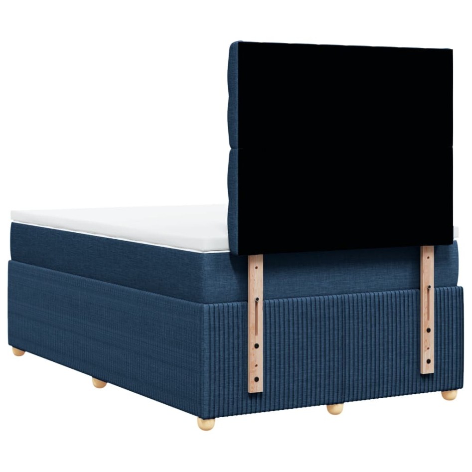 Cama box spring con colchón tela azul 120x190