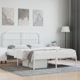 Estructura de cama de metal con cabecero blanca 135x190