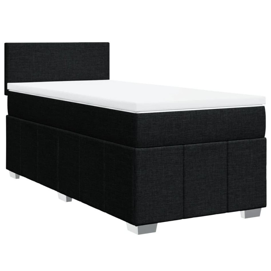 Cama box spring con colchón tela negro 80x200