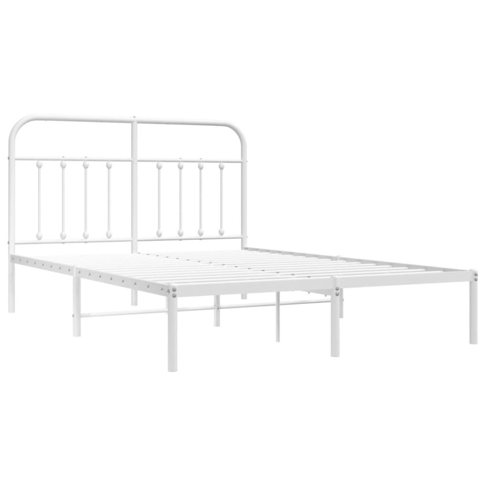 Estructura de cama de metal con cabecero blanca 135x190