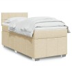 Cama box spring con colchón tela color crema 80x200 cm