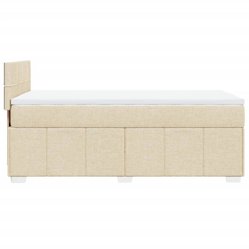 Cama box spring con colchón tela color crema 80x200