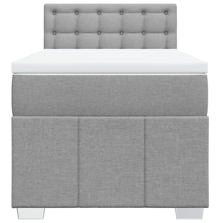 Cama box spring con colchón tela gris claro 80x200