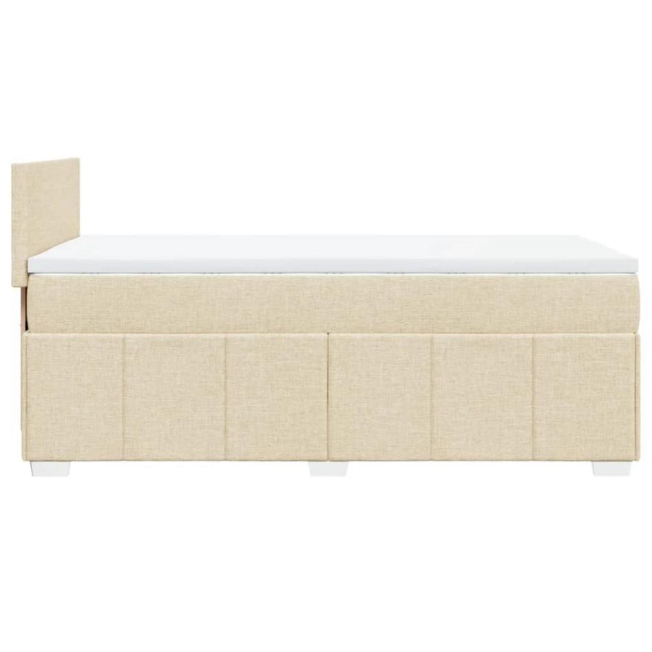 Cama box spring con colchón tela color crema 90x200