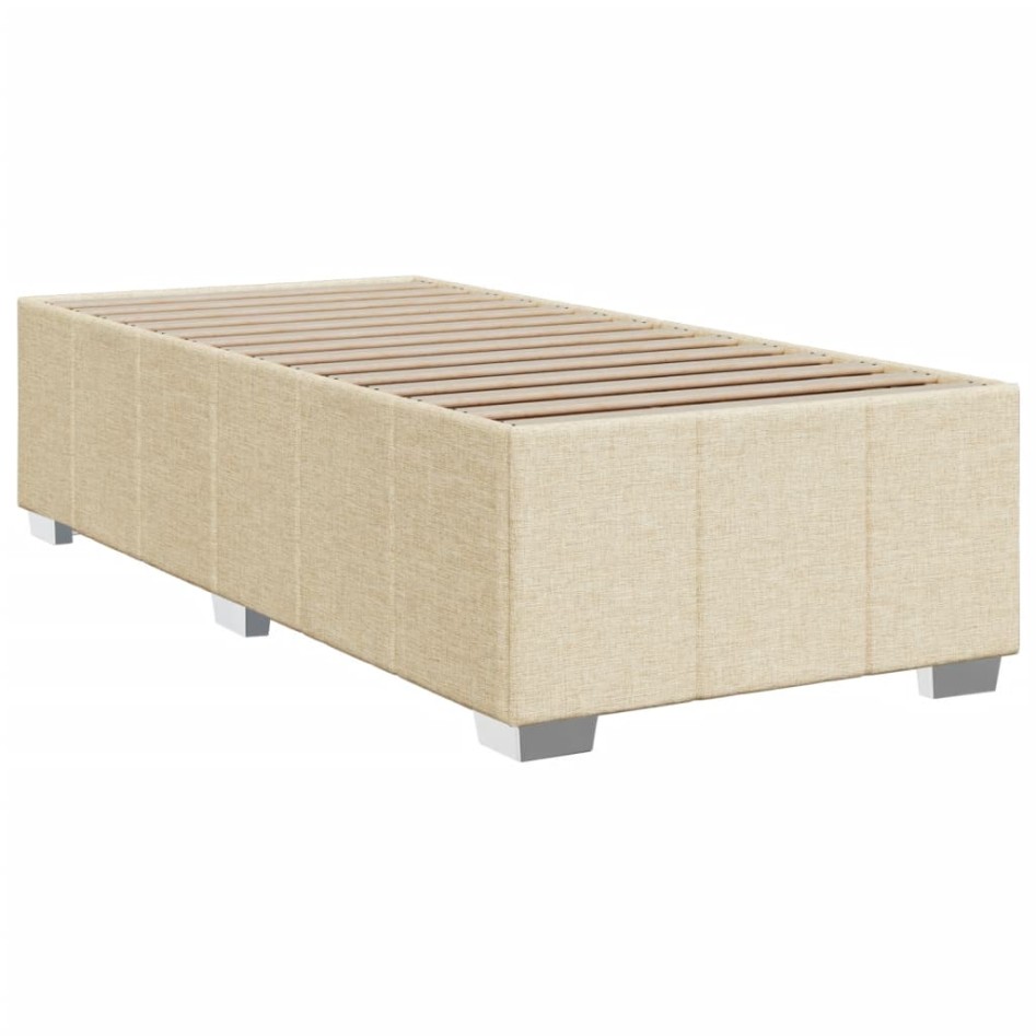 Cama box spring con colchón tela color crema 90x200
