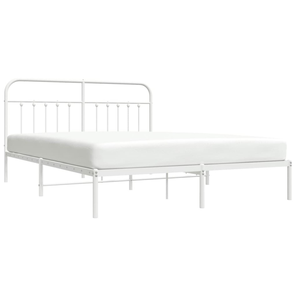 Estructura de cama de metal con cabecero blanco 183x213