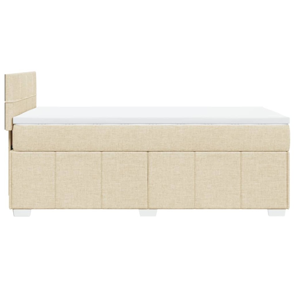 Cama box spring con colchón tela color crema 90x200