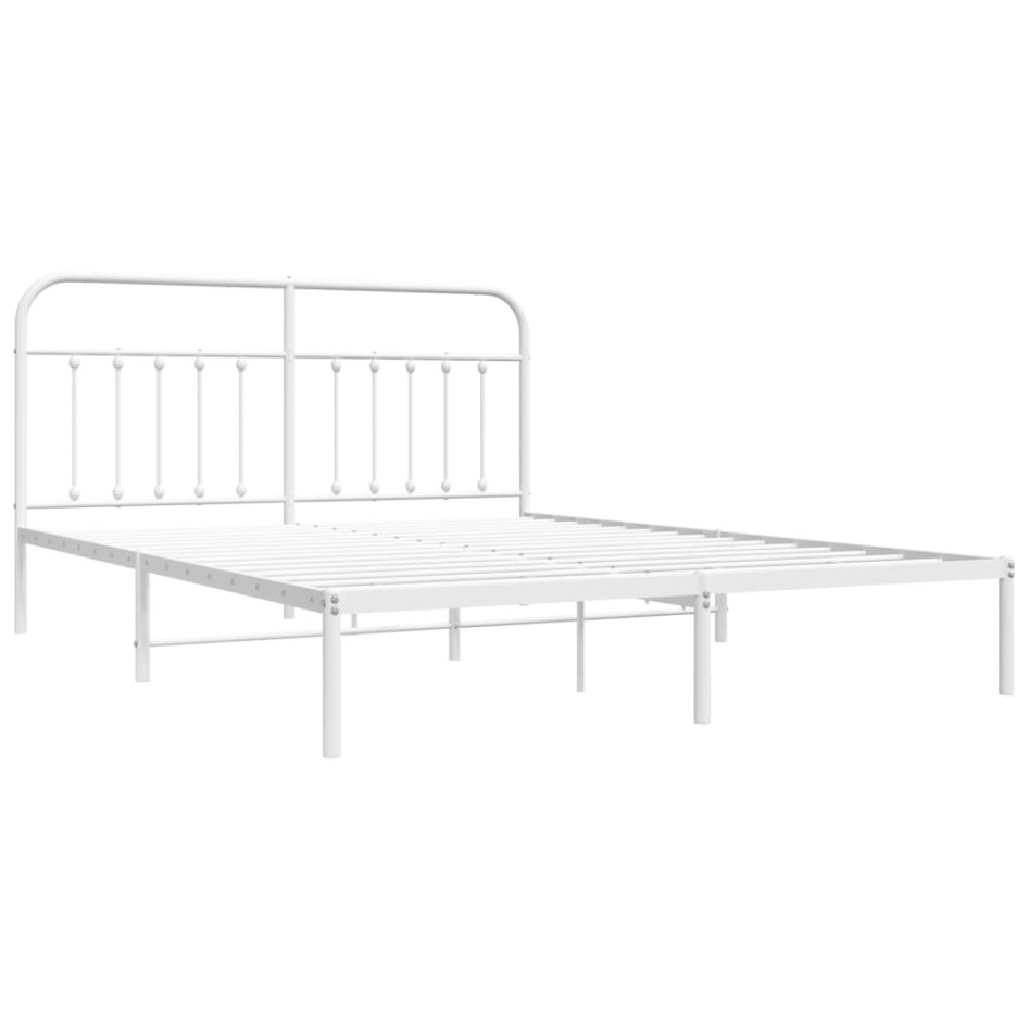 Estructura de cama de metal con cabecero blanco 183x213