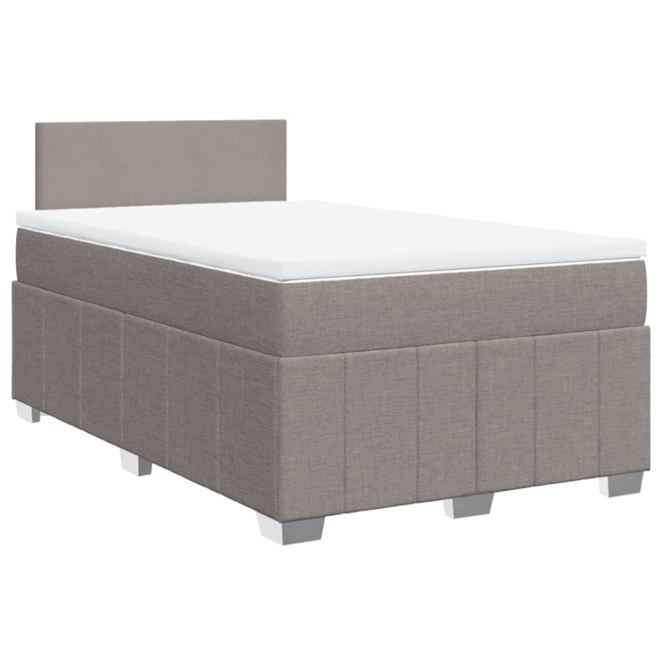 Cama box spring con colchón tela gris taupe 120x200