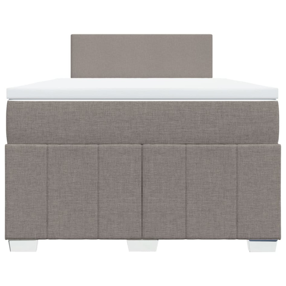 Cama box spring con colchón tela gris taupe 120x200
