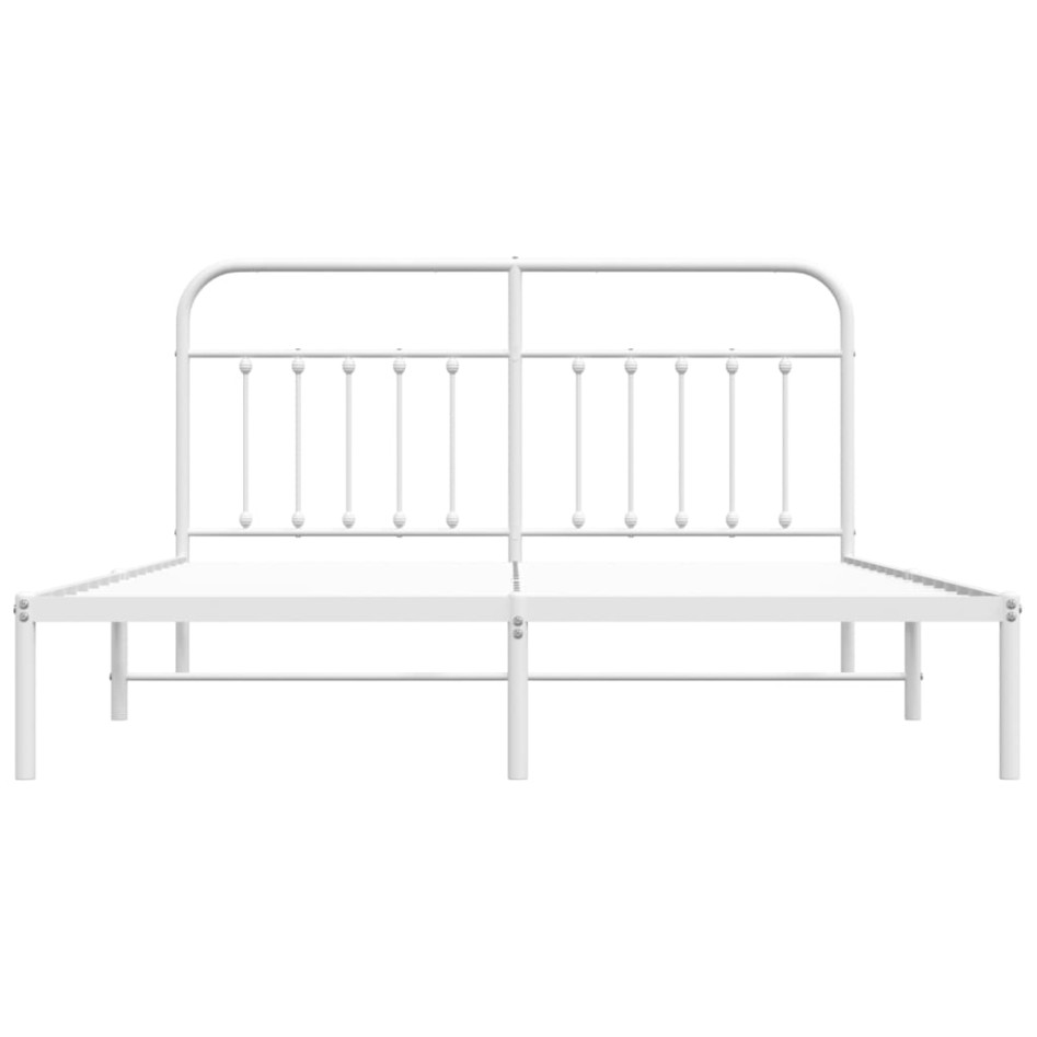 Estructura de cama de metal con cabecero blanco 183x213