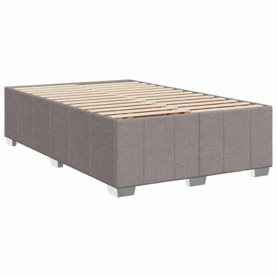 Cama box spring con colchón tela gris taupe 120x200
