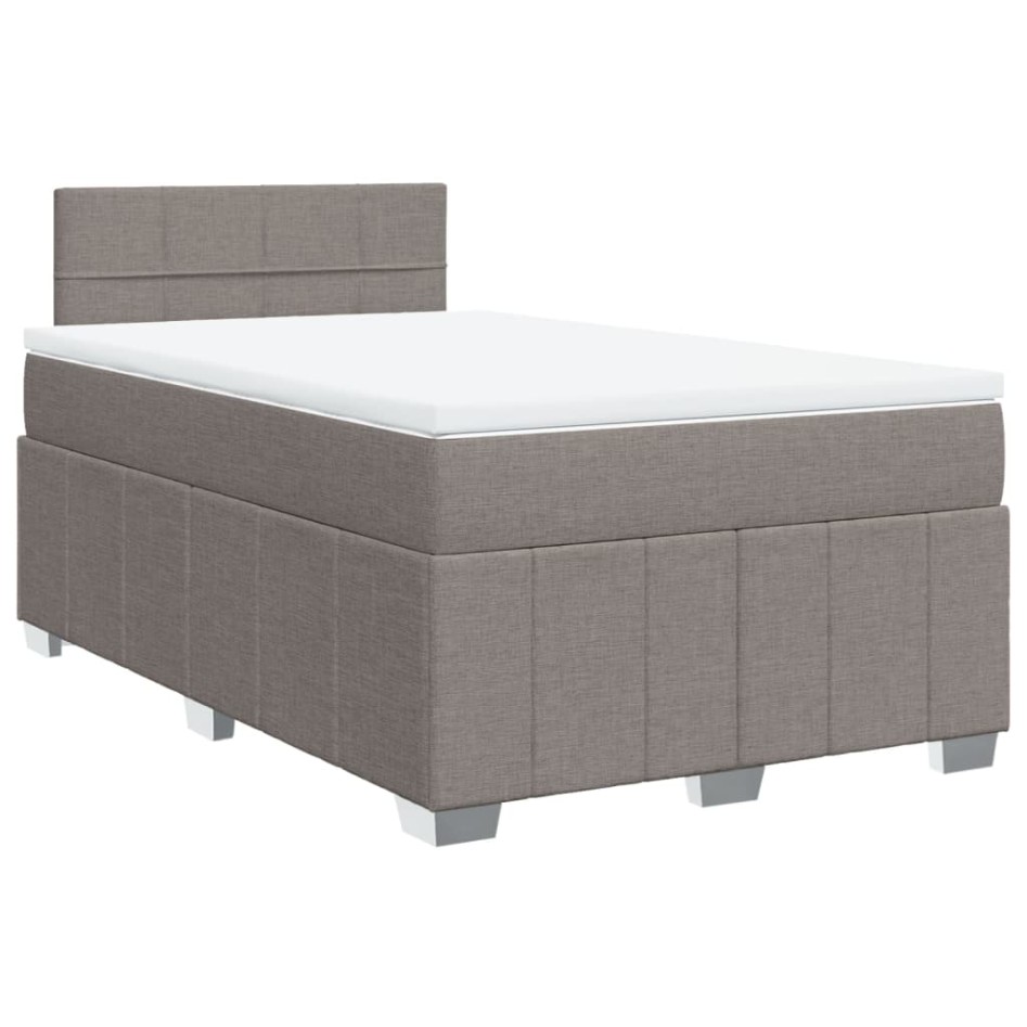 Cama box spring con colchón tela gris taupe 120x200