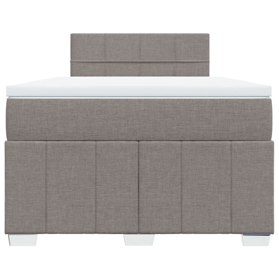 Cama box spring con colchón tela gris taupe 120x200