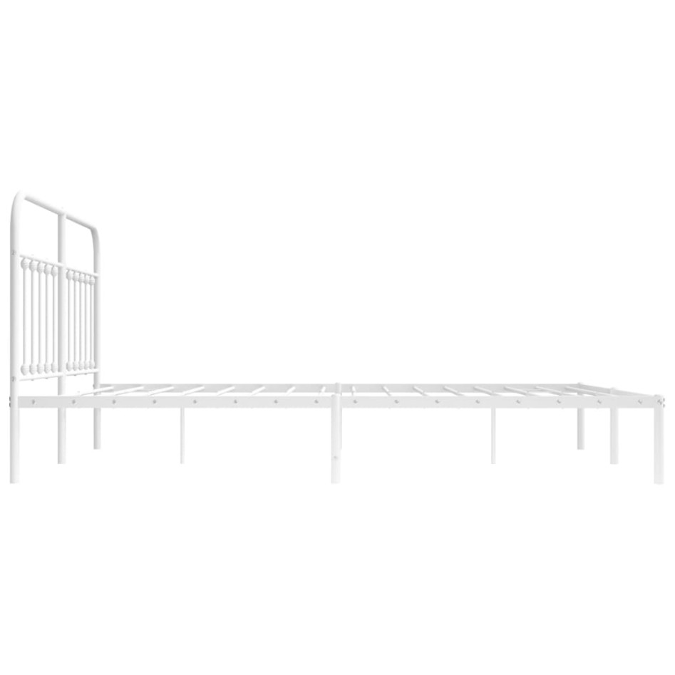 Estructura de cama de metal con cabecero blanco 183x213