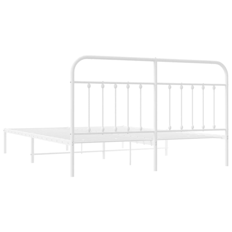 Estructura de cama de metal con cabecero blanco 183x213