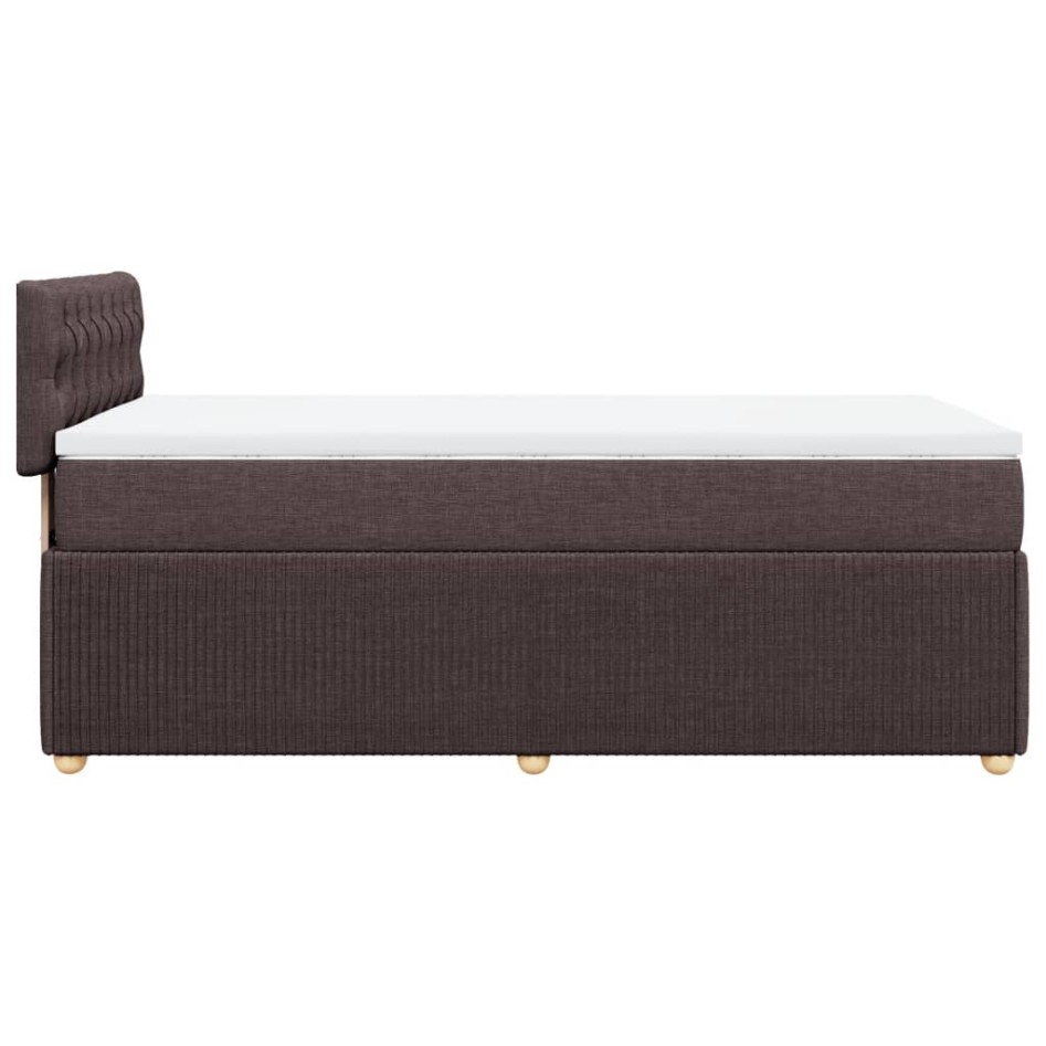 Cama box spring con colchón tela marrón oscuro 90x200