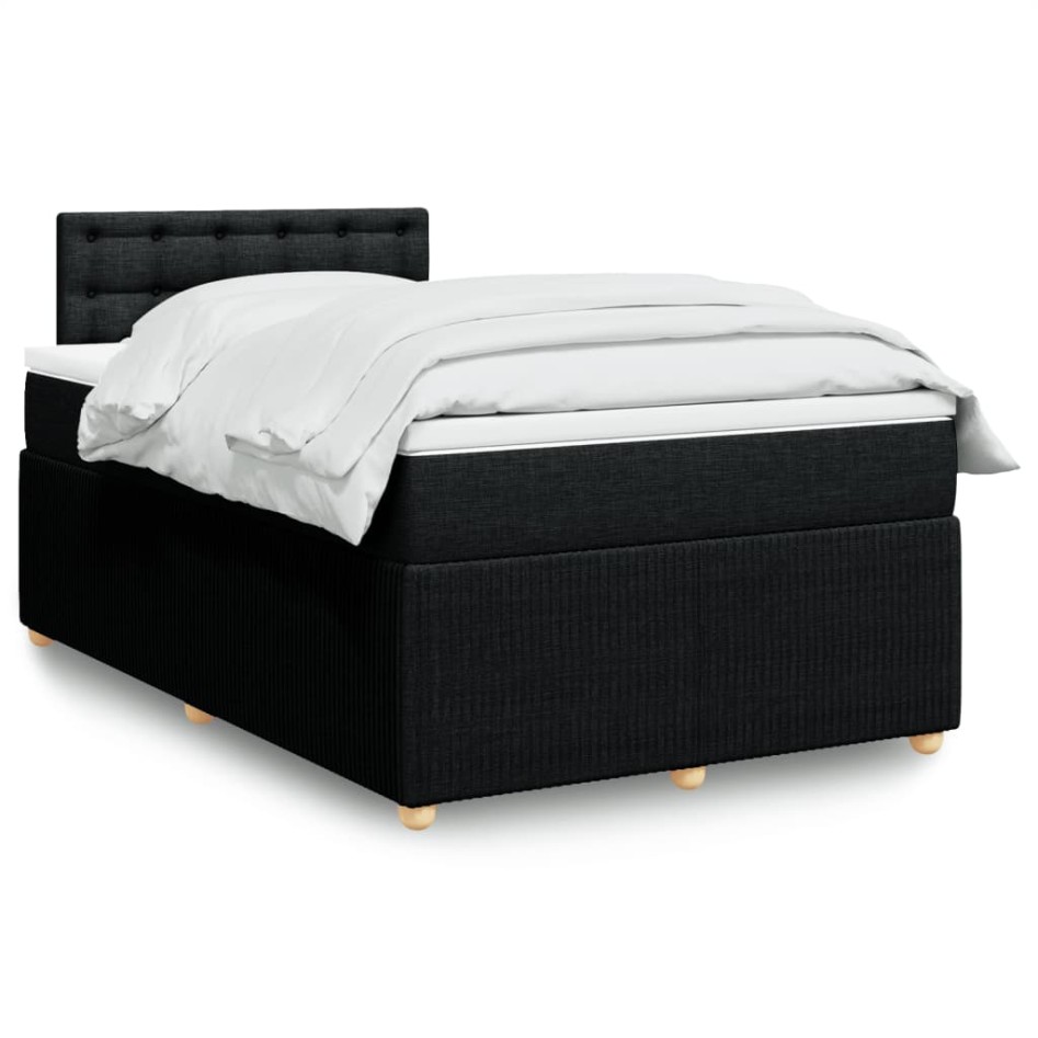 Cama box spring con colchón tela negro 120x190