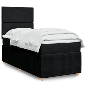 Cama box spring con colchón tela negro 80x200