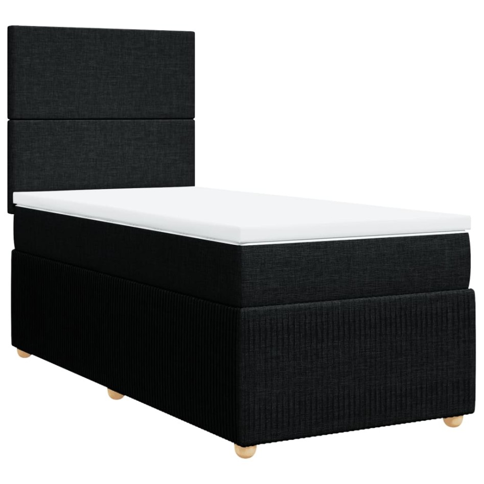 Cama box spring con colchón tela negro 80x200