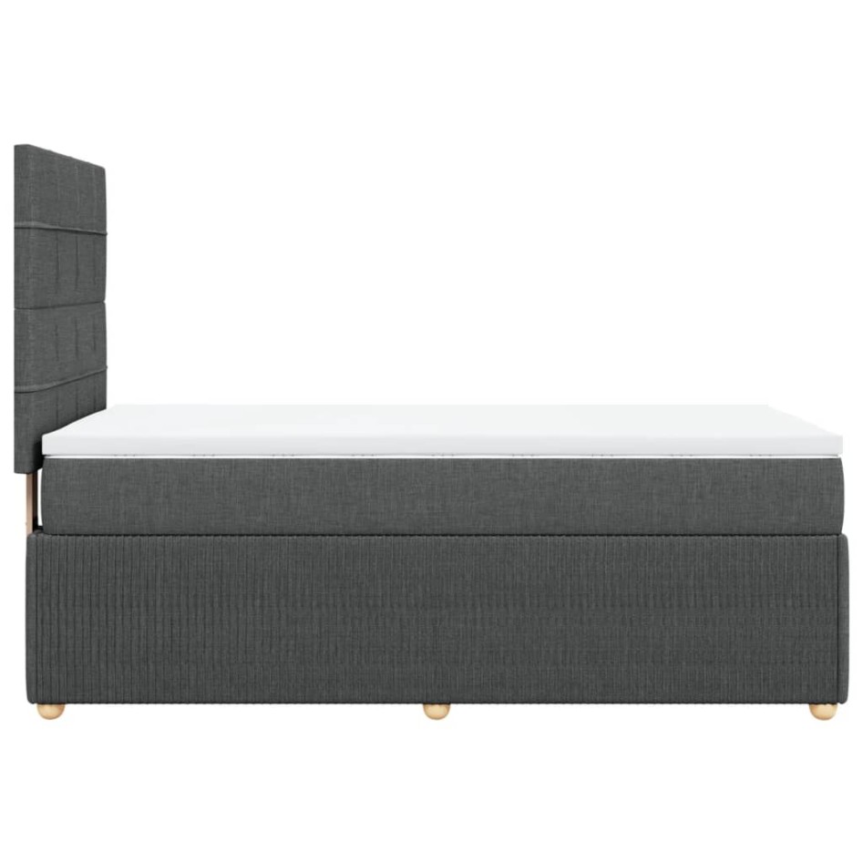 Cama box spring con colchón tela gris oscuro 80x200