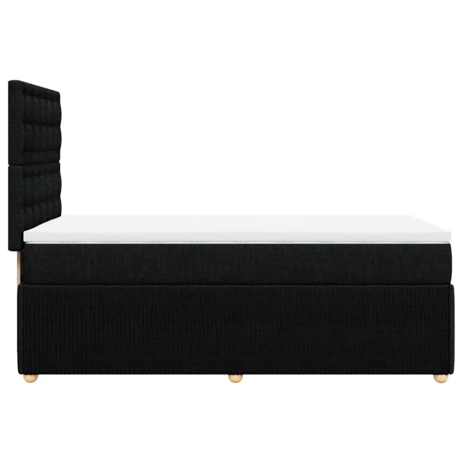 Cama box spring con colchón tela negro 90x200