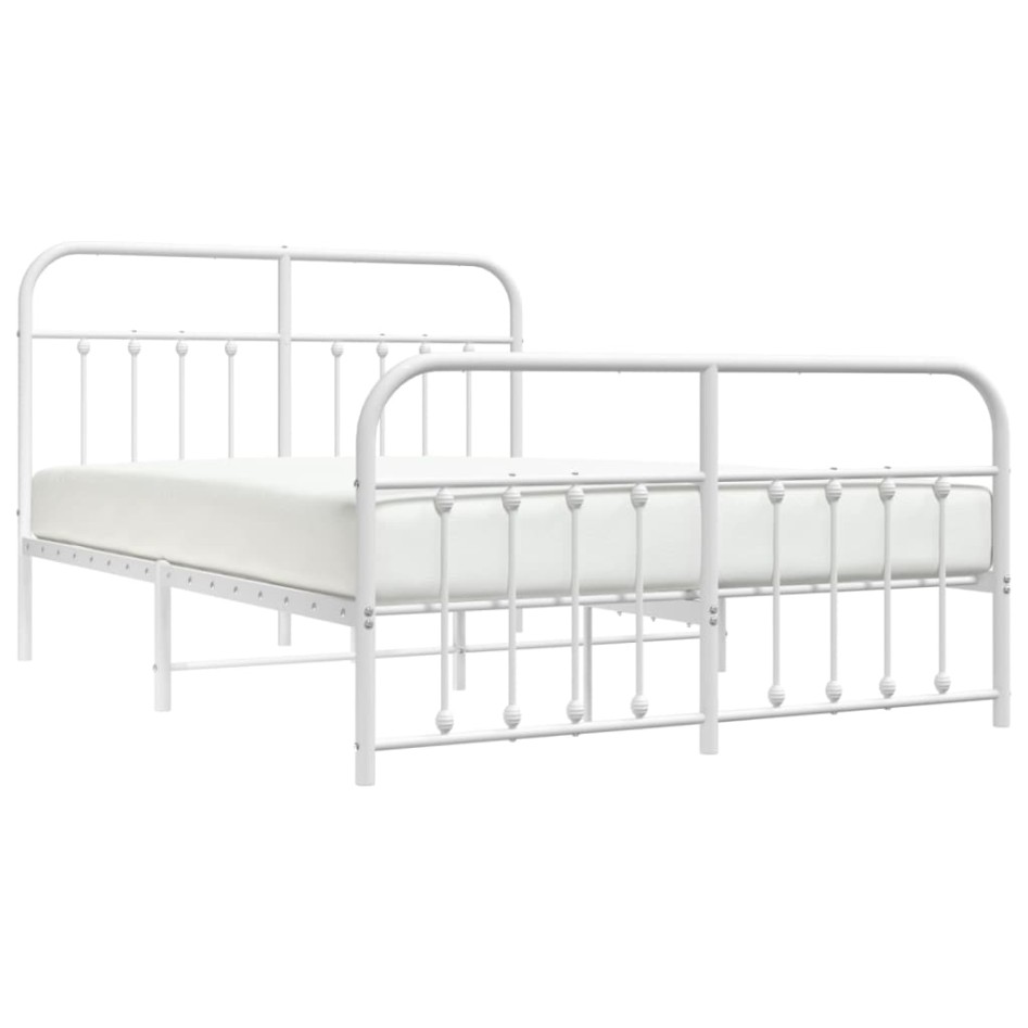 Estructura cama metal con cabecero y estribo blanco 150x200