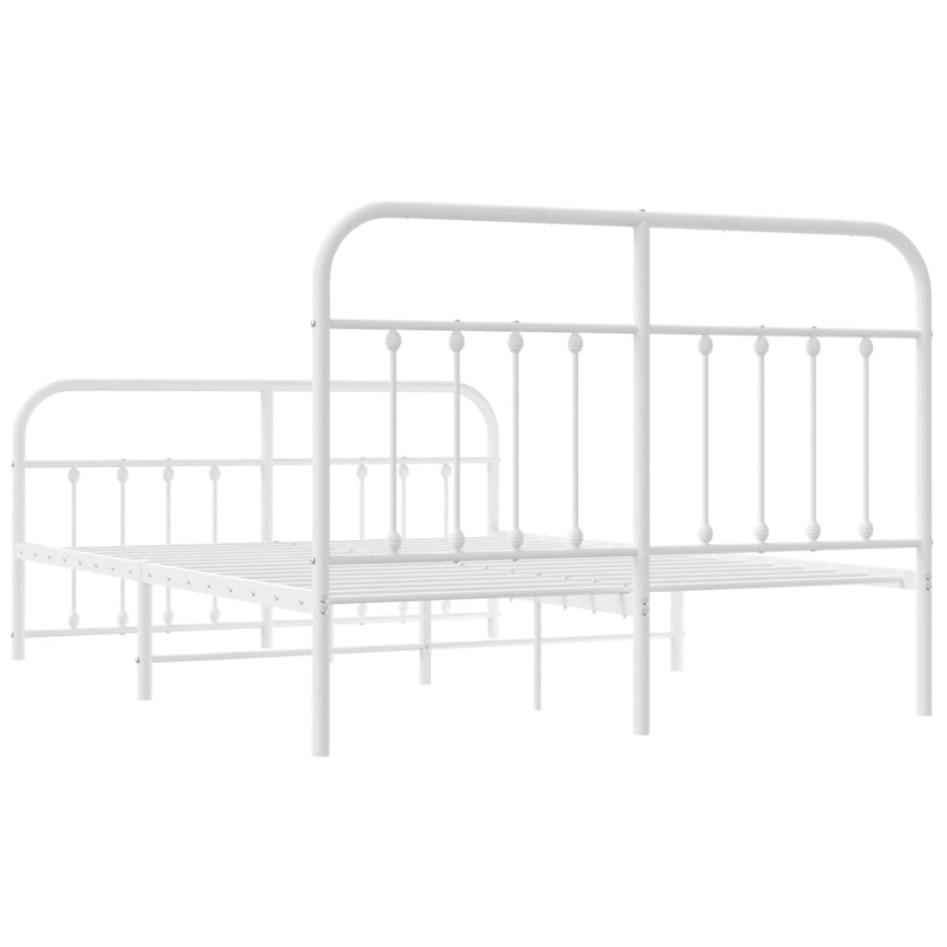 Estructura cama metal con cabecero y estribo blanco 150x200