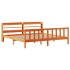 Estructura cama con cabecero madera pino marrón cera 180x200