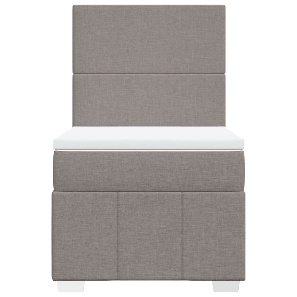 Cama box spring con colchón tela gris taupe 100x200