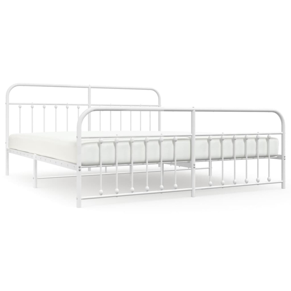 Estructura cama metal con cabecero y pie cama blanco 193x203