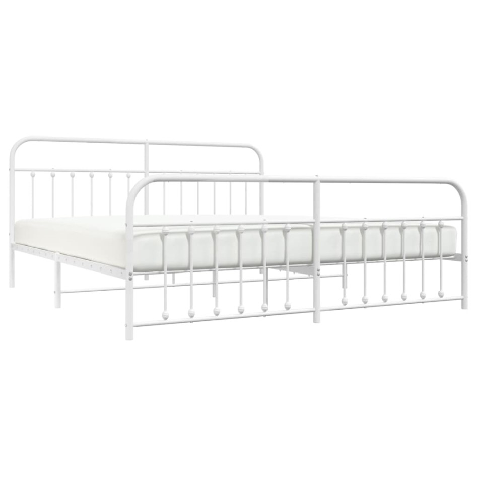 Estructura cama metal con cabecero y pie cama blanco 193x203