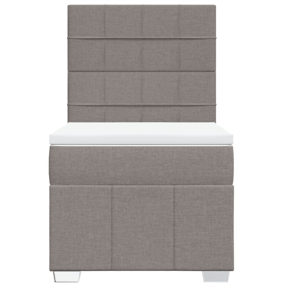Cama box spring con colchón tela gris taupe 100x200