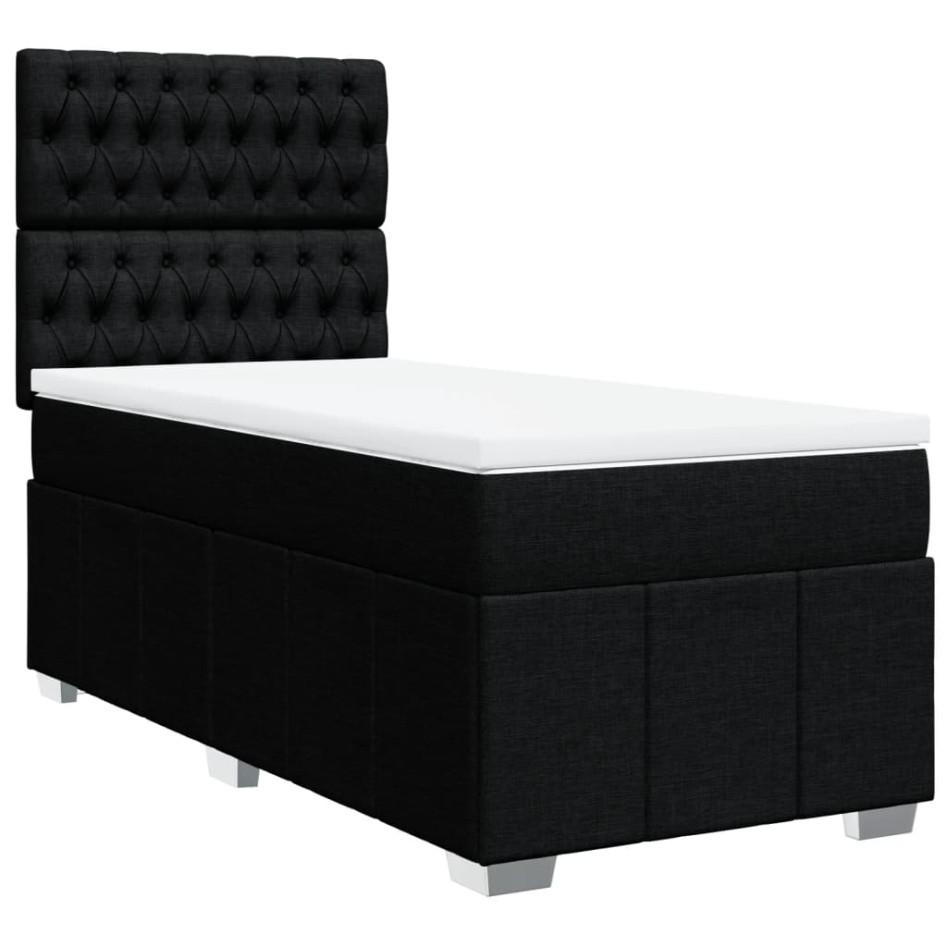 Cama box spring con colchón tela negro 100x200