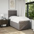 Cama box spring con colchón tela gris taupe 100x200