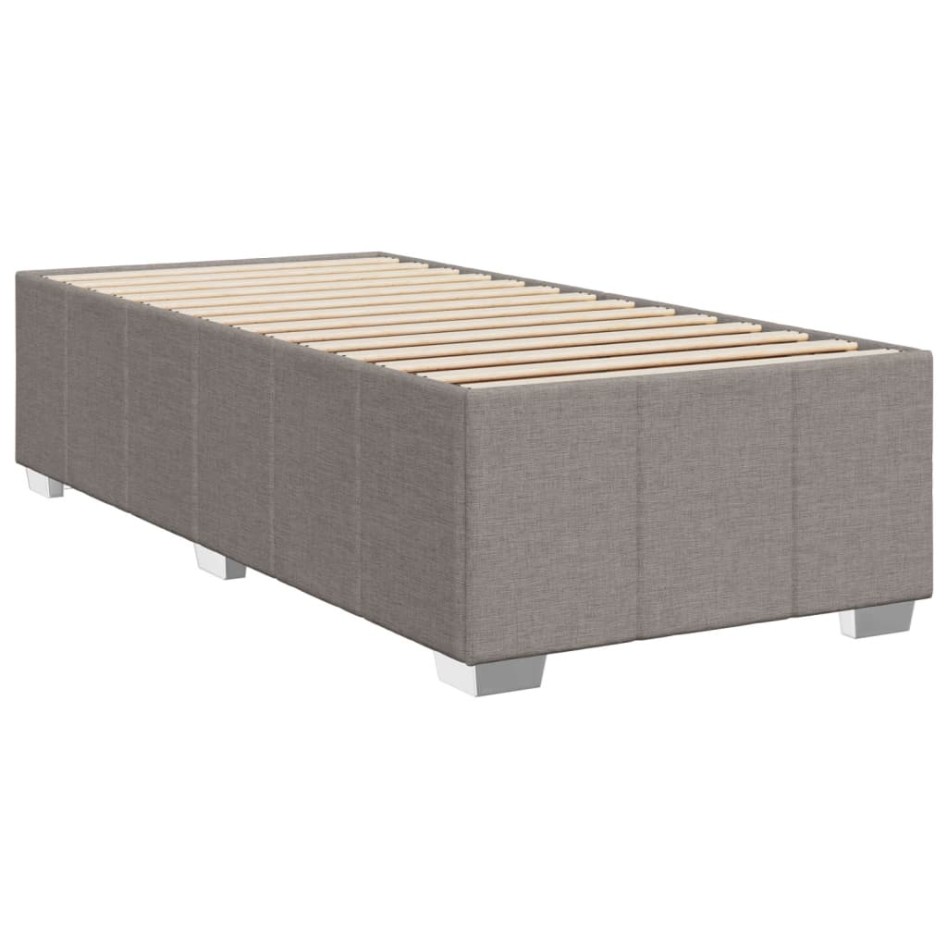 Cama box spring con colchón tela gris taupe 100x200