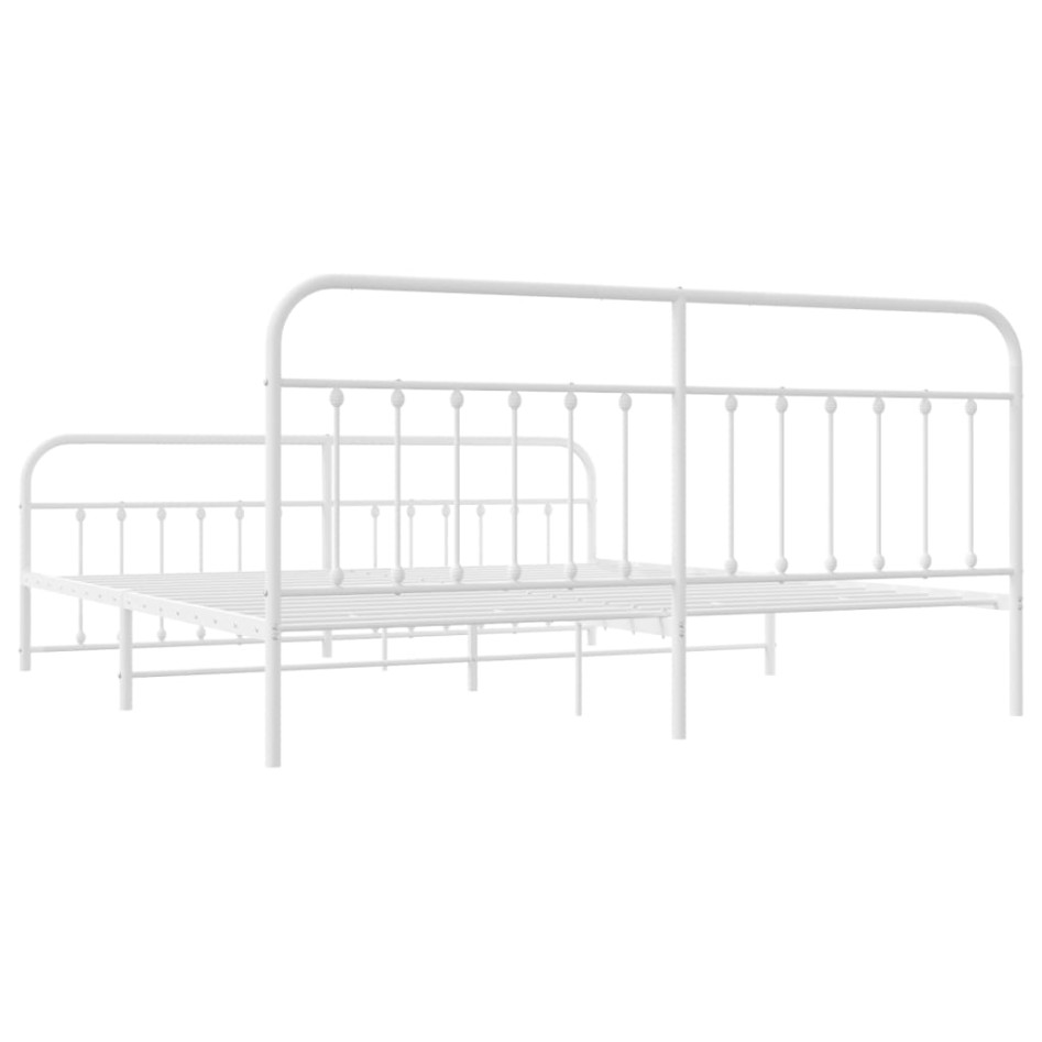 Estructura cama metal con cabecero y pie cama blanco 193x203