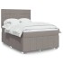 Cama box spring con colchón tela gris taupe 140x190