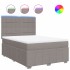 Cama box spring con colchón tela gris taupe 140x190
