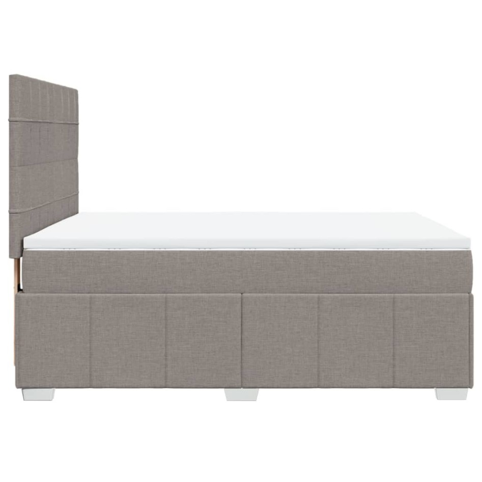 Cama box spring con colchón tela gris taupe 140x190