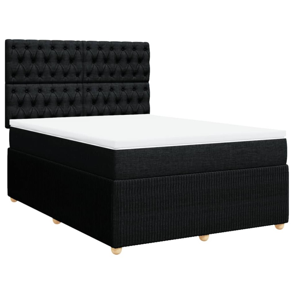 Cama box spring con colchón tela negro 140x190