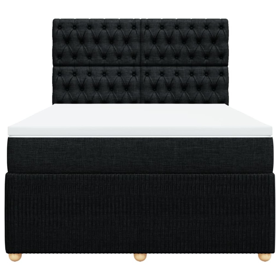 Cama box spring con colchón tela negro 140x190