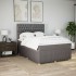 Cama box spring con colchón tela gris taupe 140x190