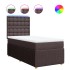 Cama box spring con colchón tela marrón oscuro 100x200
