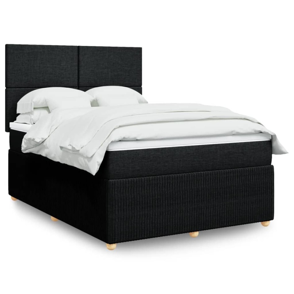 Cama box spring con colchón tela negro 140x200