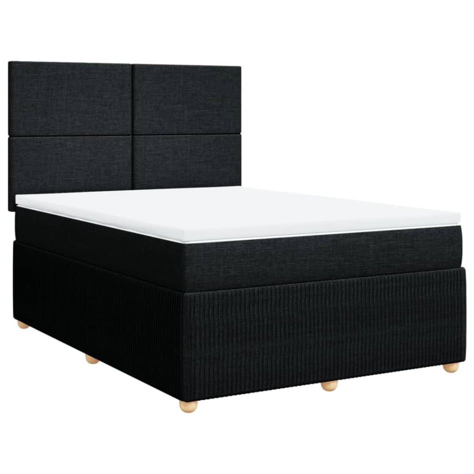 Cama box spring con colchón tela negro 140x200