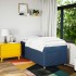 Cama box spring con colchón tela azul 80x200